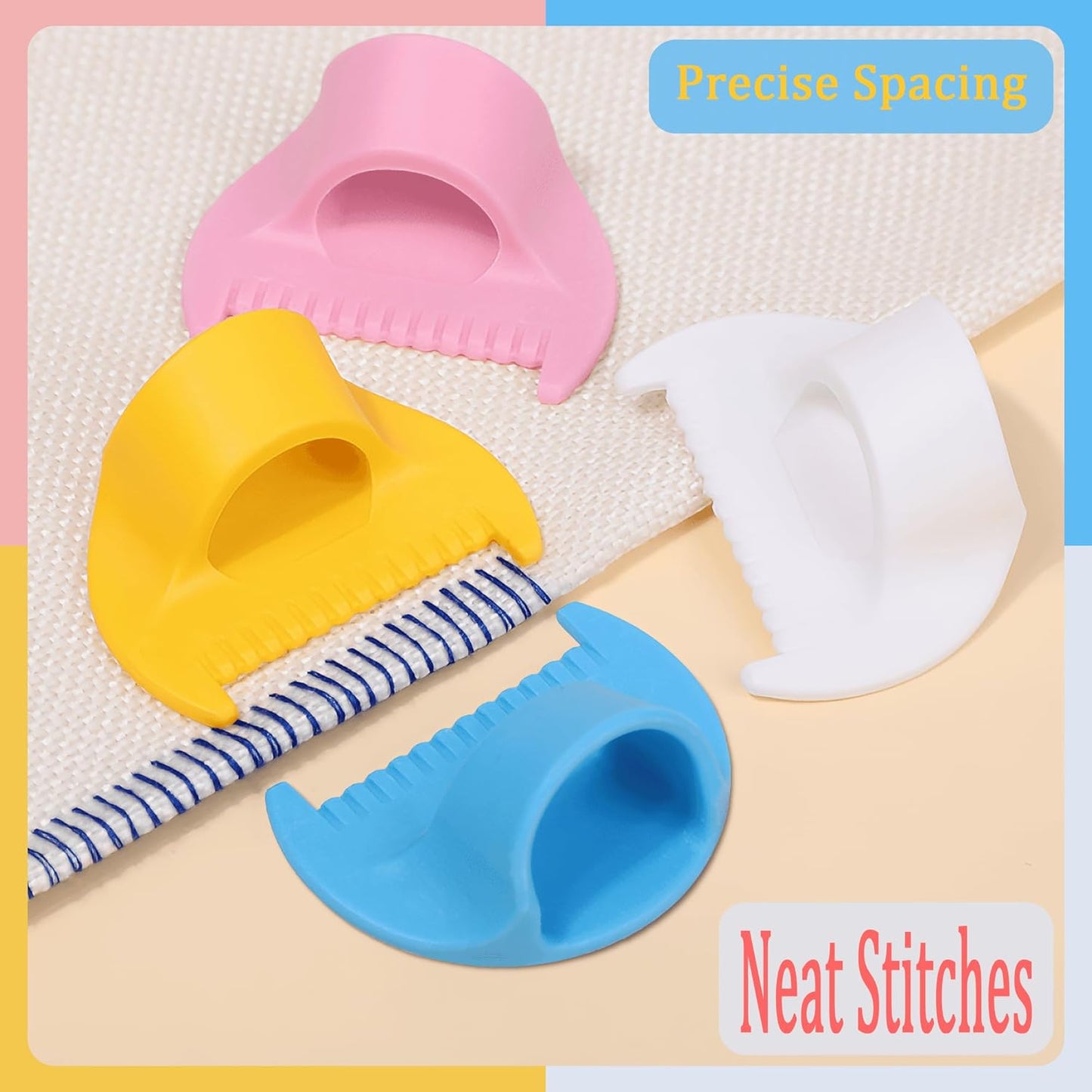 2 PCS Edge Lock Seam Guide, Mini Sewing Finger Ruler for Hand Sewing, DIY Sewing Kit Tool, Sewing Needle Gauge Measuring Guide Pink, 3mm+4mm