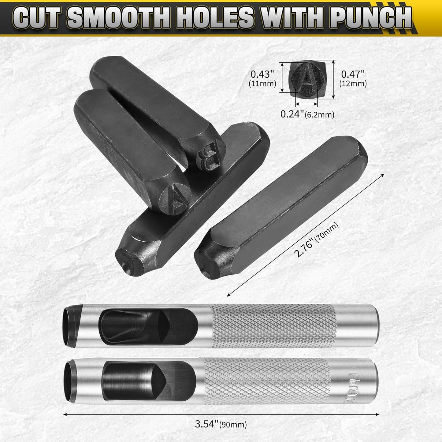 WorkBless 36PCS Metal Stamping Kit, 25/64" (10mm) Steel Number and Letter Punch Set, Include A-Z Alphabet, Number 0-8, & Symbol, Stamping Tool for Imprinting Plastic, Wood, Leather, Jewelry