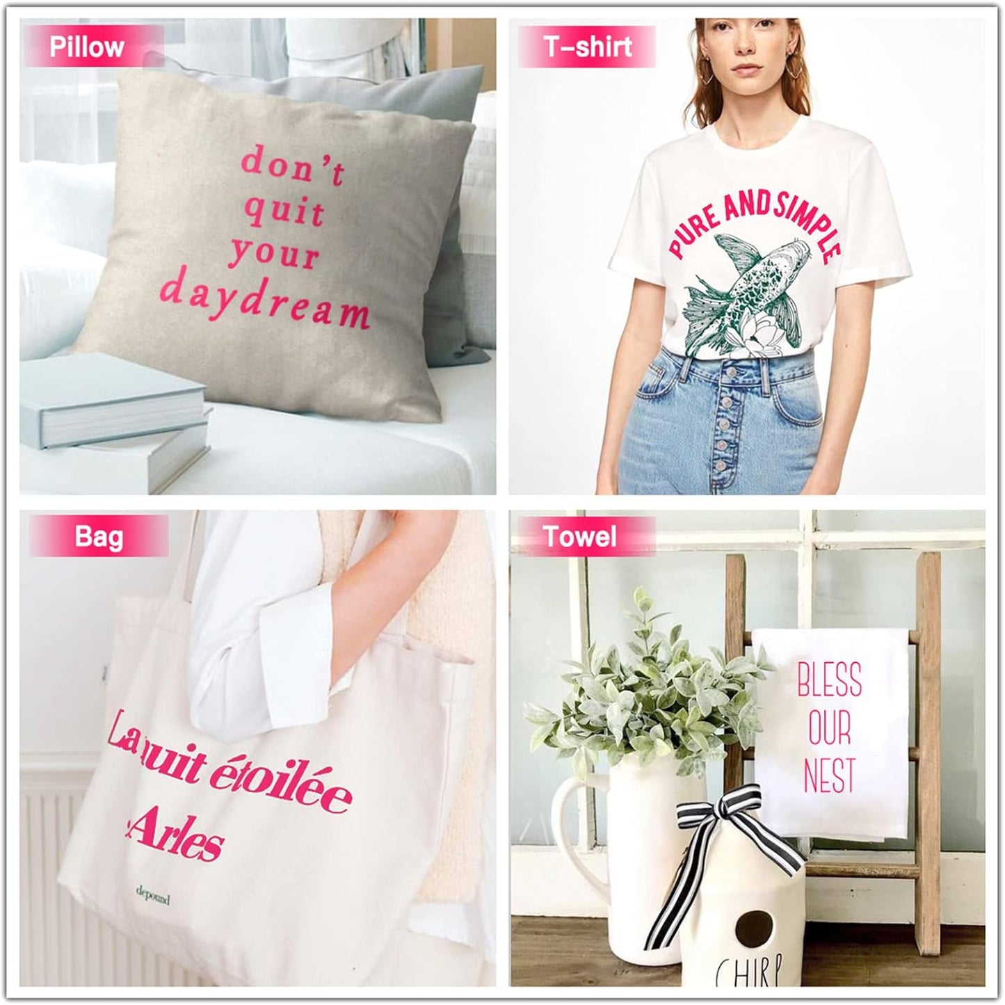 HTVRONT HTV Vinyl Rolls Heat Transfer Vinyl - 12" x 8ft Neon Pink HTV Vinyl for Shirts, Iron on Vinyl for All Cutter Machine - Easy to Cut & Weed for Heat Vinyl Design (Neon Pink)