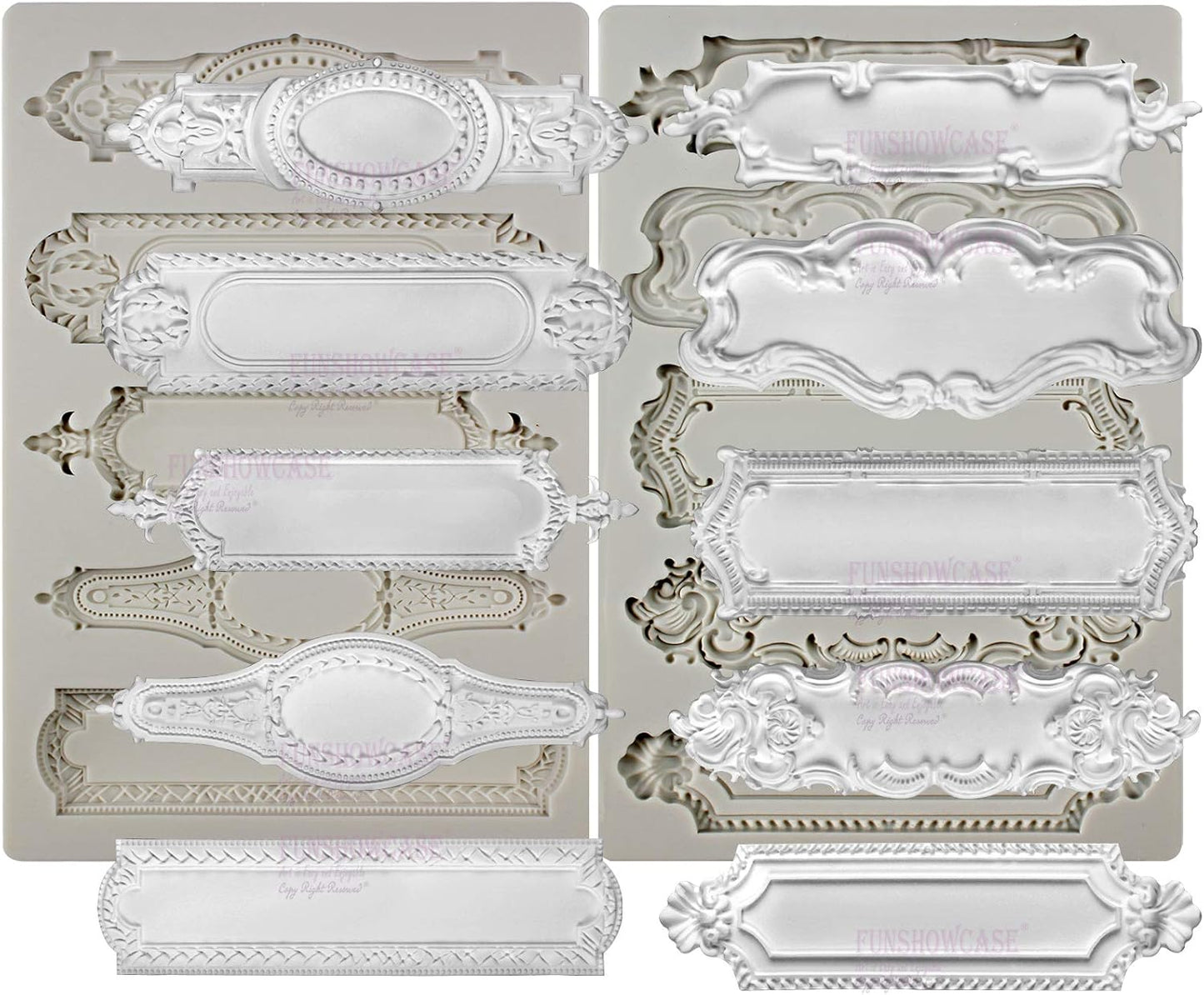 Baroque Style Silicone Molds 2-count Plaque and Object Labels