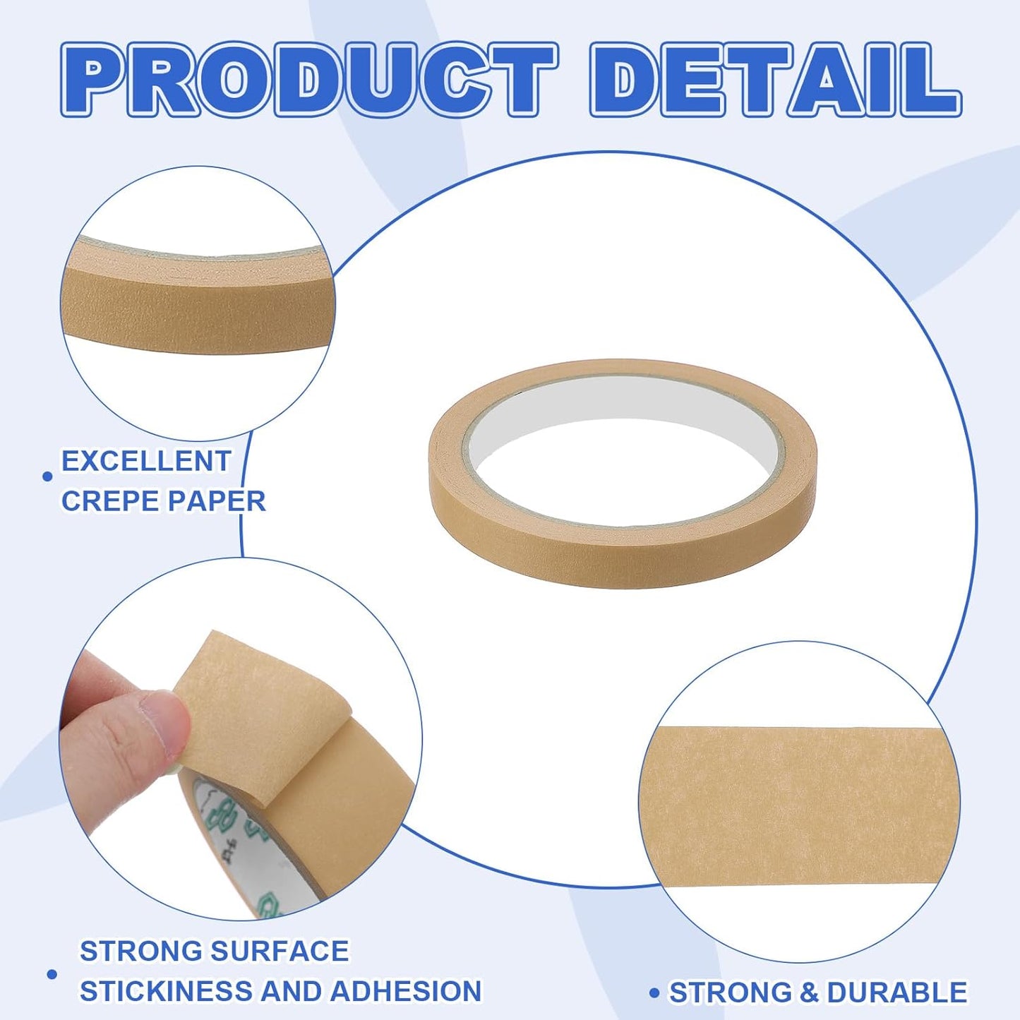 MECCANIXITY Masking Tape 0.5 Inch x 21 Yard Painter's Tape Brown Paint Tapes for DIY Crafts Arts Drawing Decoration Labeling Car Painting Artist Teachers, Pack of 6