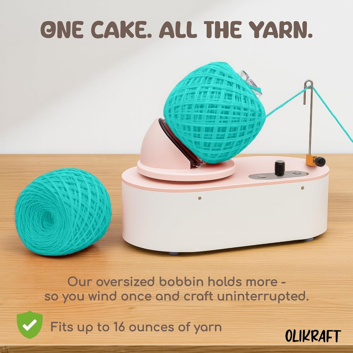 Olikraft Tabletop Electric Yarn Winder for Crocheting | Swift Electric Yarn Ball Winder Large Capacity | Ball Winders | Cake Winders | No Tensioner Included | No Clamp Required (Patented)