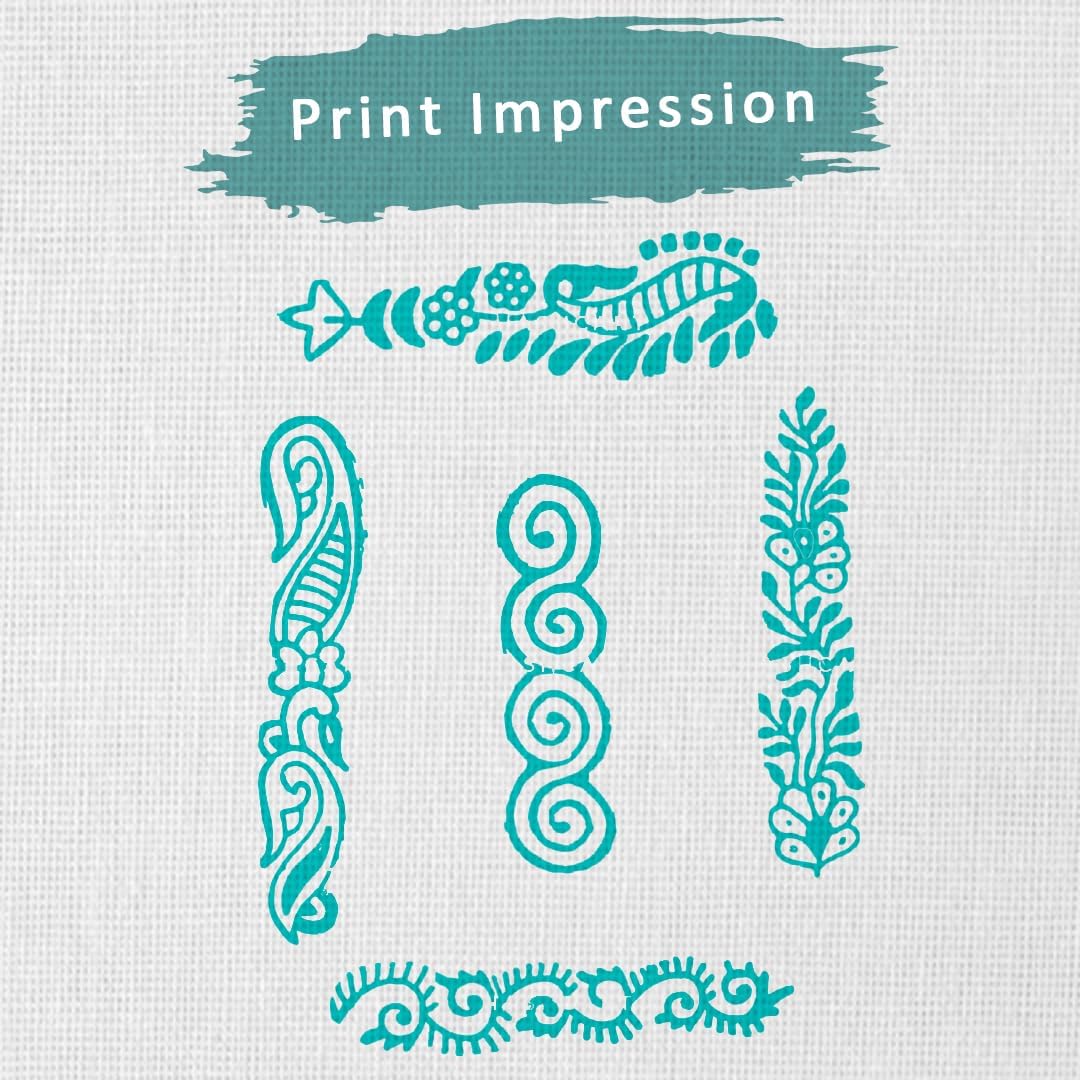 Hashcart | Set of 5 | Finger Shapes Wooden Printing Stamps for Saree Border Heena Clay Kids Art Project, Tattoo Handcarved Indian Textile Printing Blocks