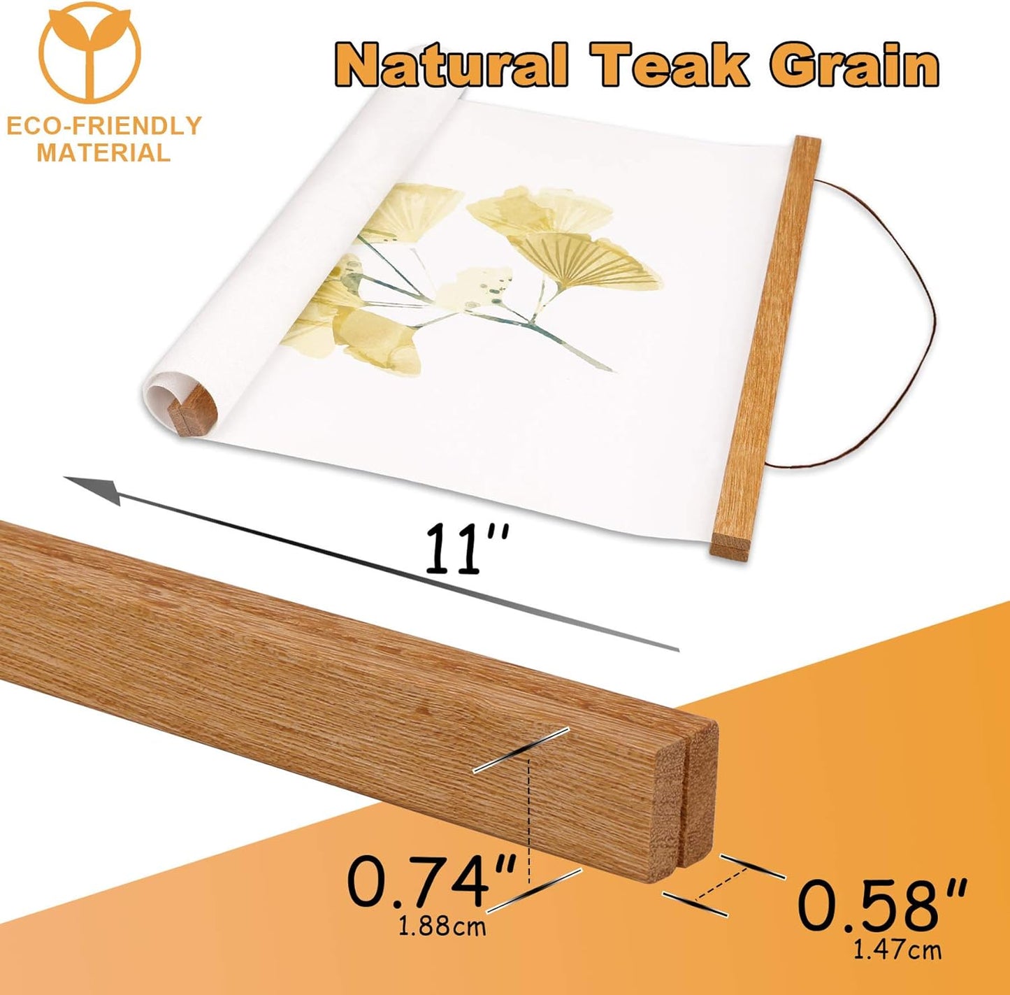 WITCOLOR 11x14 11x17 11x22 Poster Frames, Magnetic Light Wood Wooden Frame Hanger for Photo Picture Canvas Artwork Art Print Wall Hanging (1 Pack, 11", Teak Wood)