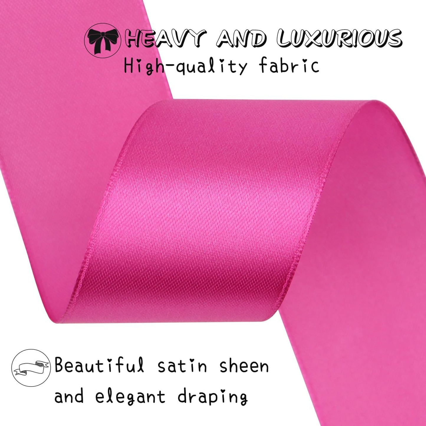 Hot Pink Solid Satin Ribbon 1-1/2 Inch 25 Yards Solid Polyester Fabric Ribbon for Gift Wrapping Wedding Christmas Baby Shower Birthday Party Decoration Handmade Immortal Flower Craft