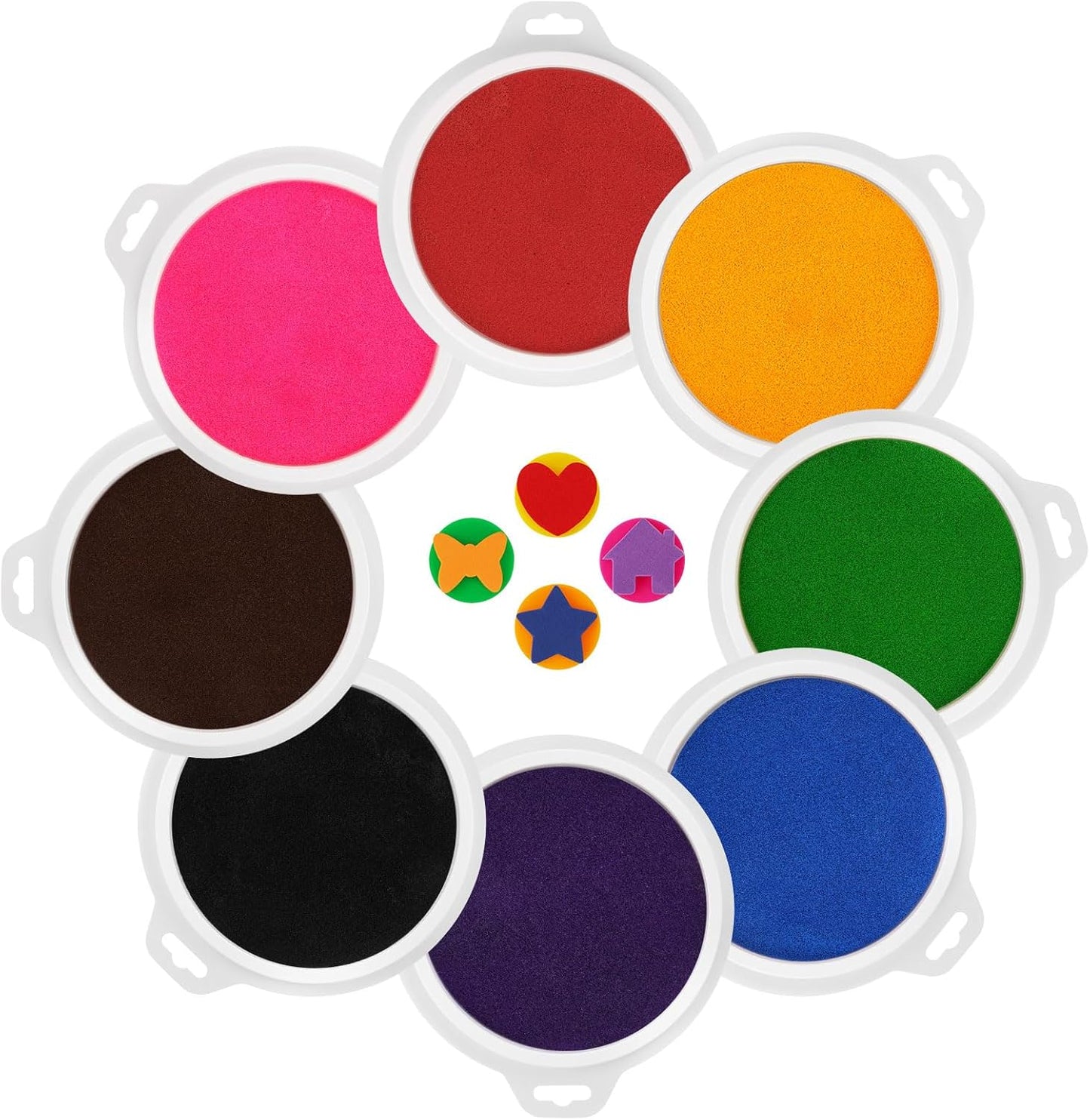 Lorzon 8 Colors Washable Stamp Pads for Kids, 7" Large Round Craft Ink Pads for Rubber Stamps Finger Painting Card Making (Pack of 8)