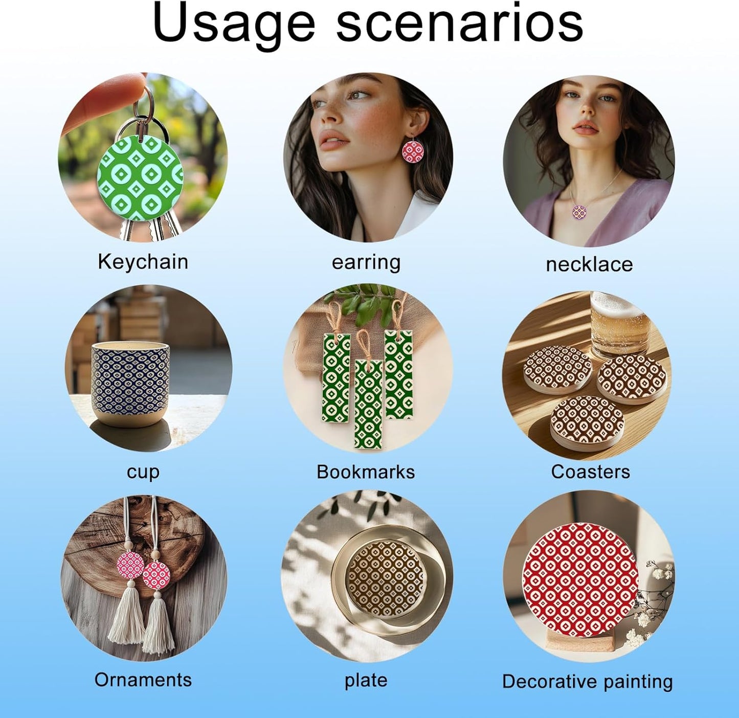 CHGCRAFT Circle Square Polymer Clay Texture Sheets Geometric Silicone Texture Stamp Clay Texture Mat Modeling Pattern Pad Sheets for Jewelry and Earrings Tools, 5.5x5.5 inch