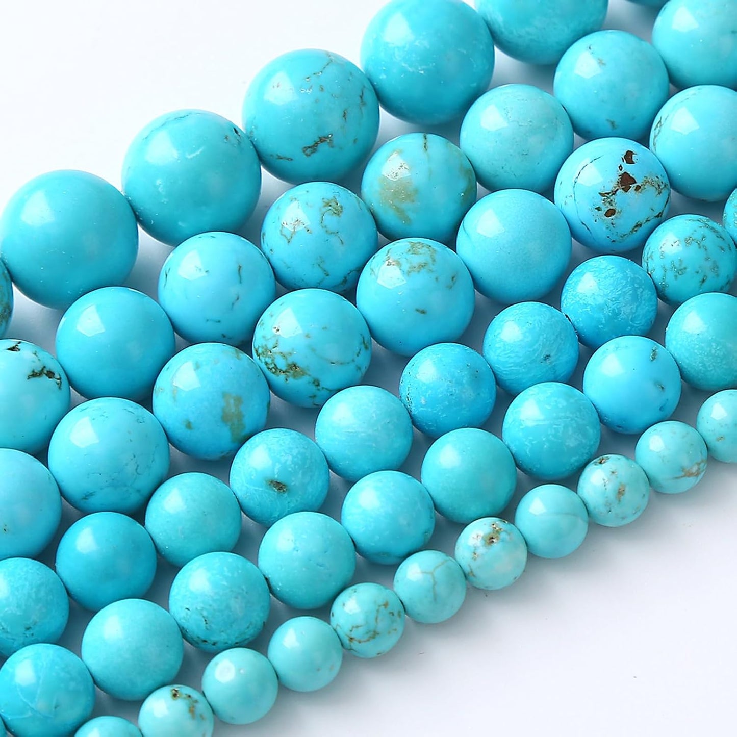 8MM Natural Turquoise Gemstone Beads Blue Stone Round Loose Beads for Jewelry Making Bracelet 90pcs 2 Strands 32"