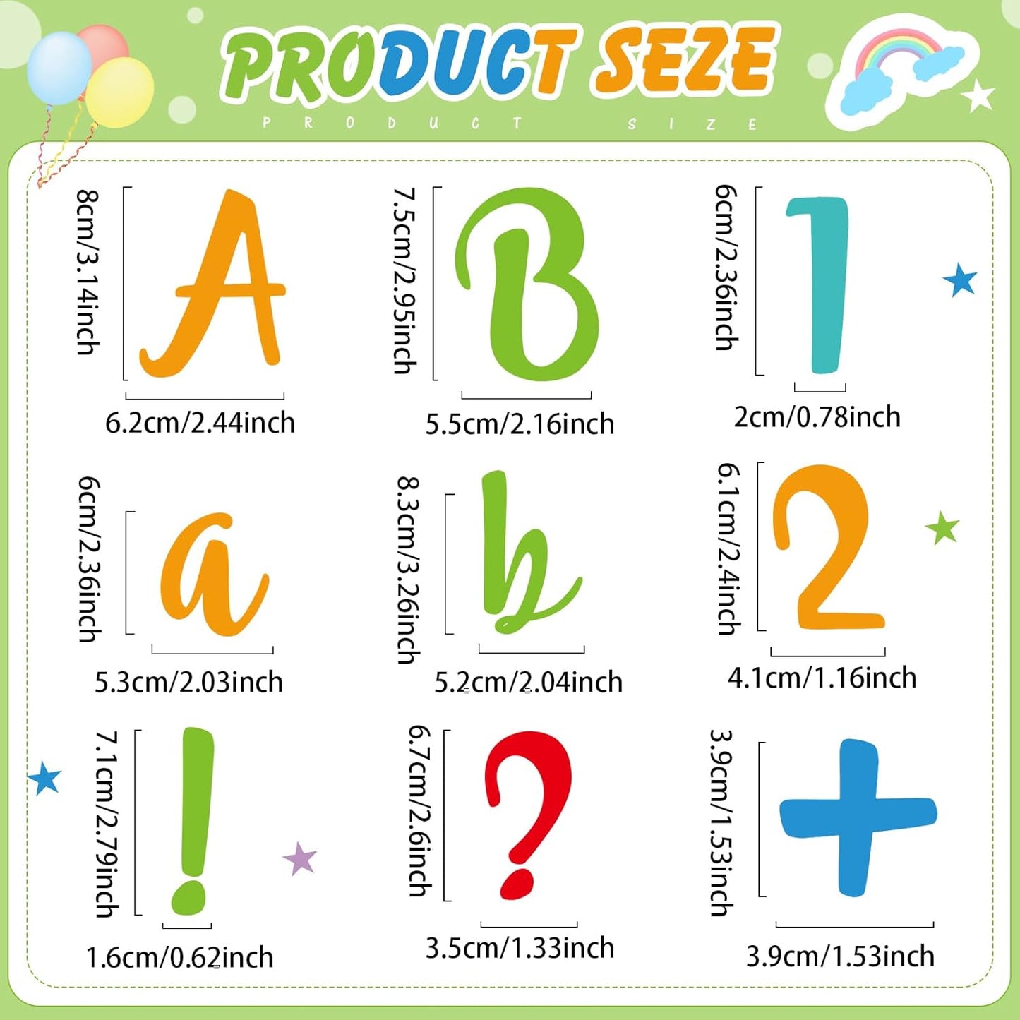 221 Pcs Classroom Bulletin Board Letters Colorful Alphabet Cutouts Number and Punctuation Symbol Combo Letter Cutouts for Spring Summer Wall Chalkboard Poster Board Decor(Bright)