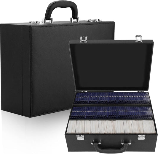 Card Storage Box for Trading Cards，3300+ Card Deck Case for Trading Cards,Leather Closure Commander Card Storage Box,Protectors Fit for YuGiOh, MTG and Sport Cards. (Black, 3300+)