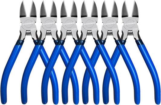 Wire Cutters 6 Pack, KAIHAOWIN 6 inch Dikes Small Wire Cutters Flush Cutters Wire Snips Clippers Diagonal Cutters Side Cutters Cutting Pliers for Crafting