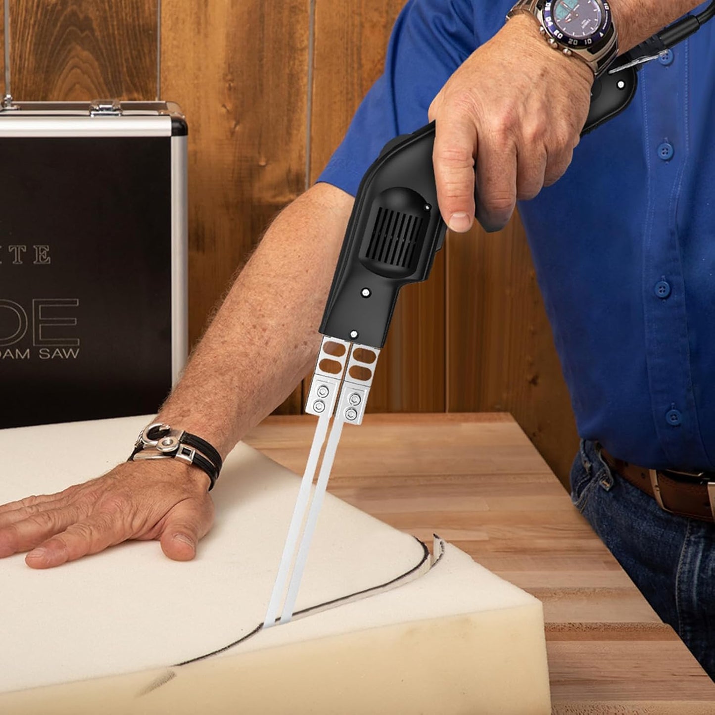 GOCHANGE Hot Knife Foam Cutter, 110V / 240W Professional Electric Styrofoam Cutting Tools for Cutting Nylon Rope, Fabric, Medium & Low Density Foam with Portable Case