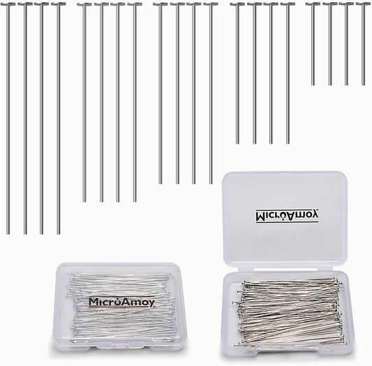 100pcs Silver Filled Flat Head Pins Non Tarnish Craft Earring Bracelet Jewelry Making Accessories Supplies (50mm (1.96in), Silver-Flat Head Pin)