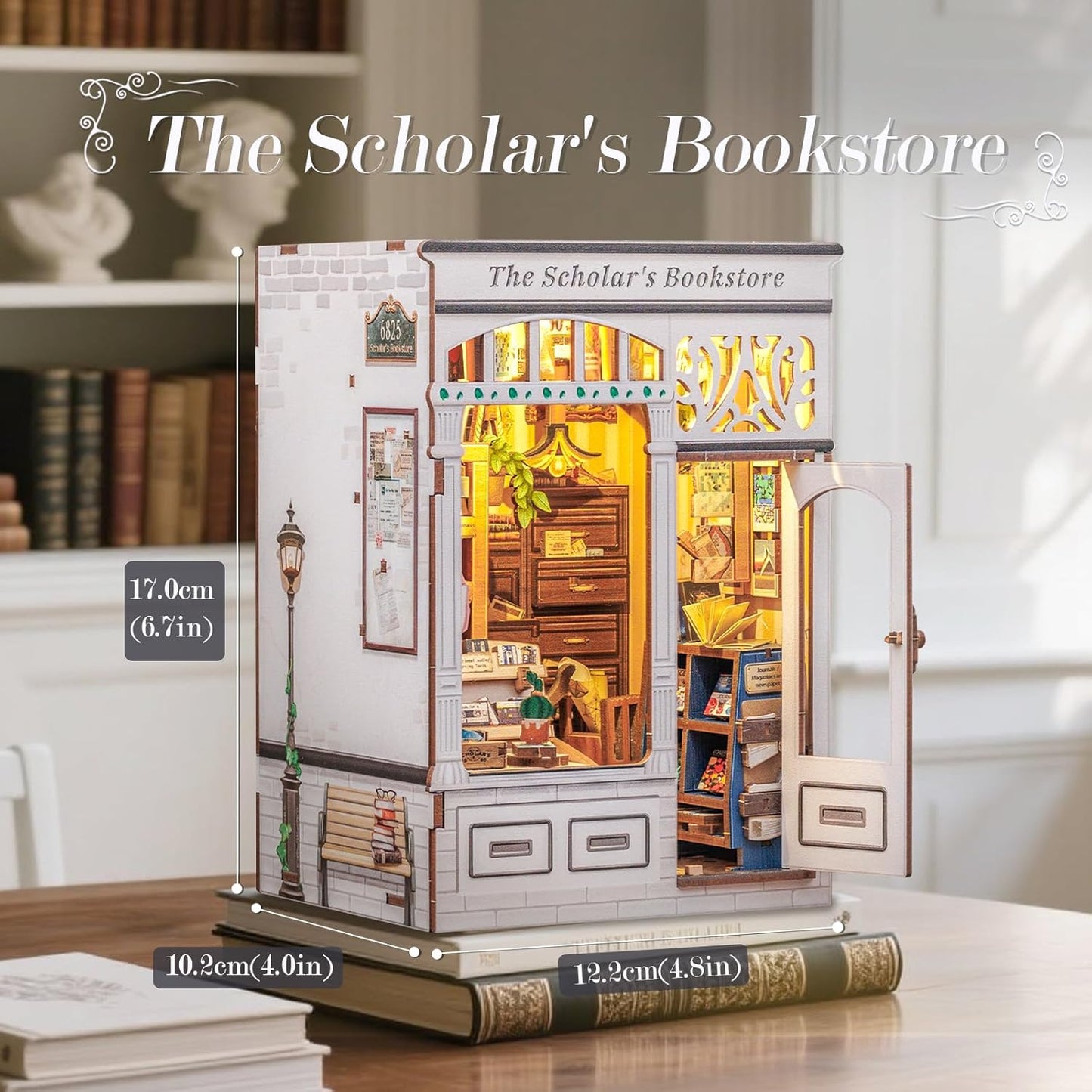 CUTEBEE Book Nook Kit - DIY Miniature House Dollhouse Kit for Adults and Teens, Booknook Tiny House Bookshelf Decor 3D Wooden Puzzle, Gifts for Family, Friends (The Scholar's Bookstore)
