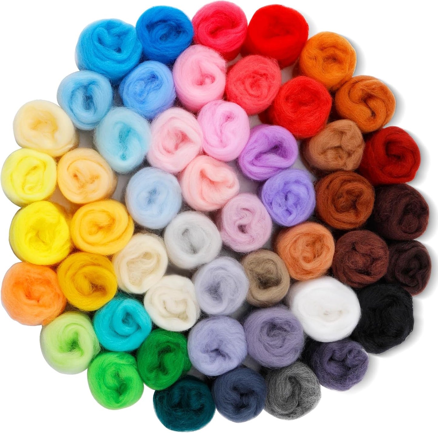 IMZAY 50 Colors 5.4 Oz Needle Felting Wool, 3g/Pack Wool Roving Yarn for Beginners, Fiber Wool Roving for DIY Hand Spinning, Felting Crafts, Needle Felt Roving DIY Craft, Black/White 5g Each