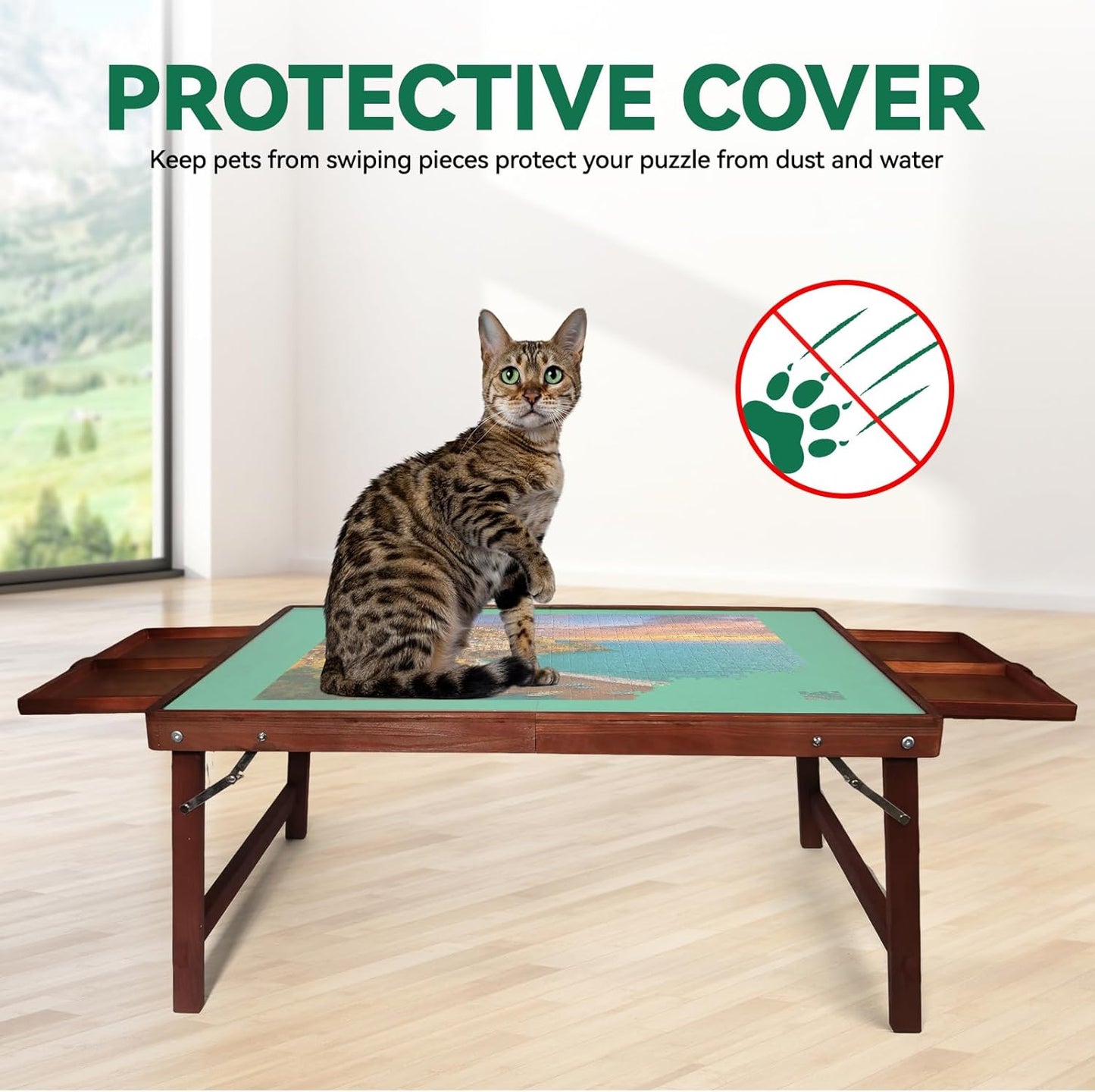 1000 Piece Puzzle Table with Legs, 29.7" x 22.2" Wooden Jigsaw Puzzle Board with Drawers, Cover & Felt, Portable Puzzle Table with Folding Legs for Adults and Teens, Christmas Birthday Gift