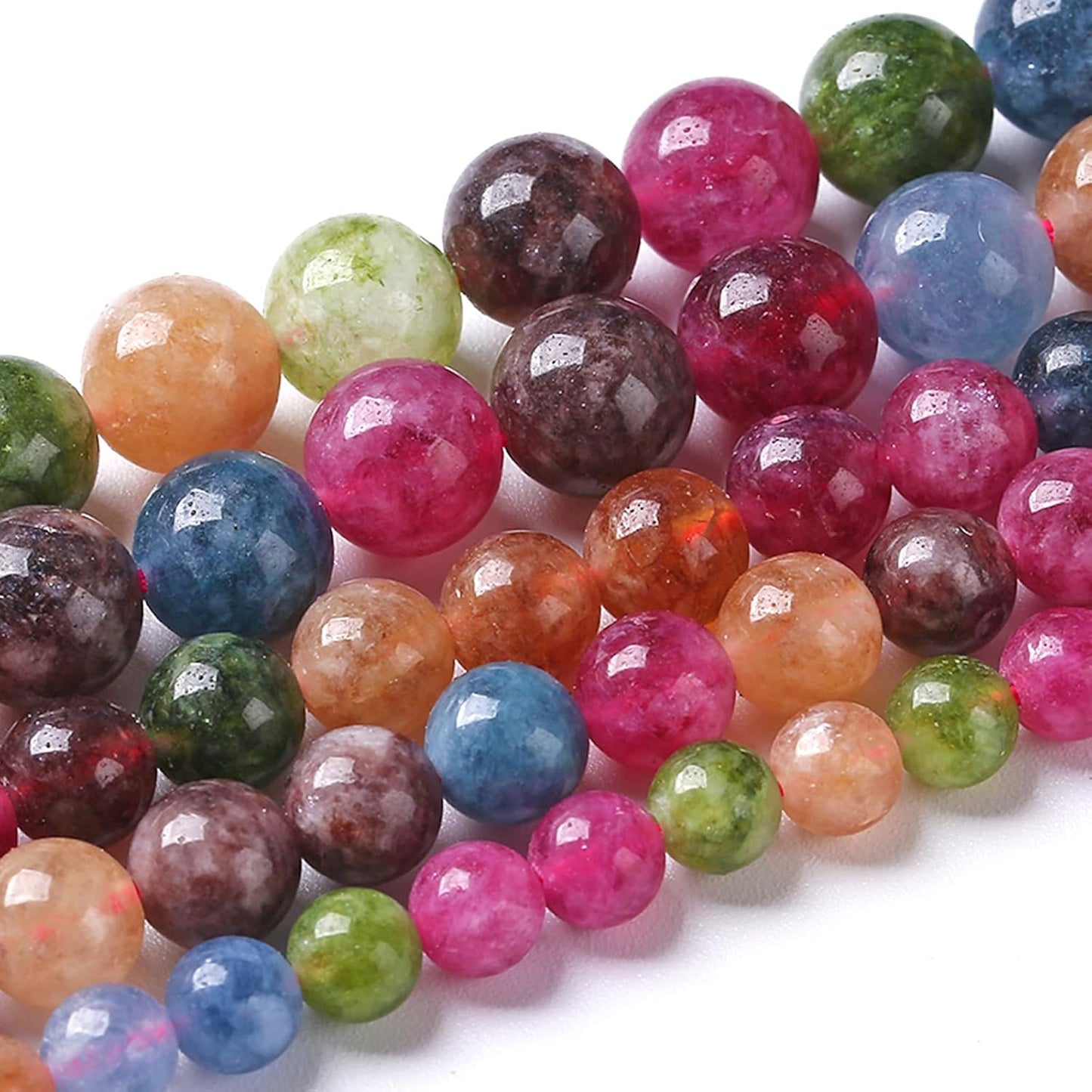 8MM Colorful Tourmaline Stone Beads Natural Gemstone Round Loose Beads for Jewelry Making Bracelet Necklace 900pcs 2 Strands 32"