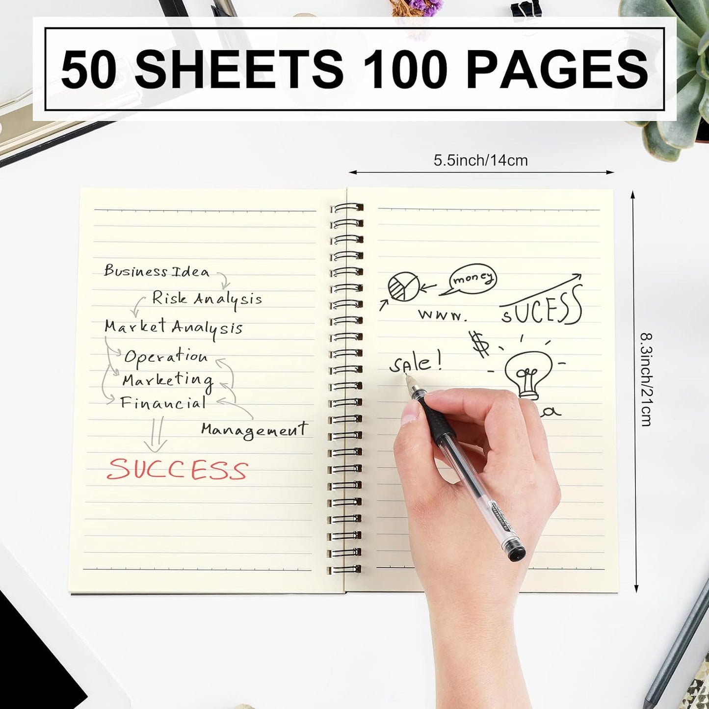 Yahenda 72 Pcs Spiral Notebook Bulk A5 Journal Lined 8.3'' x 5.5'' Writing Composition Paper Small Notepad Subject Notebook for Students Office Business Back to School Supplies (Black)