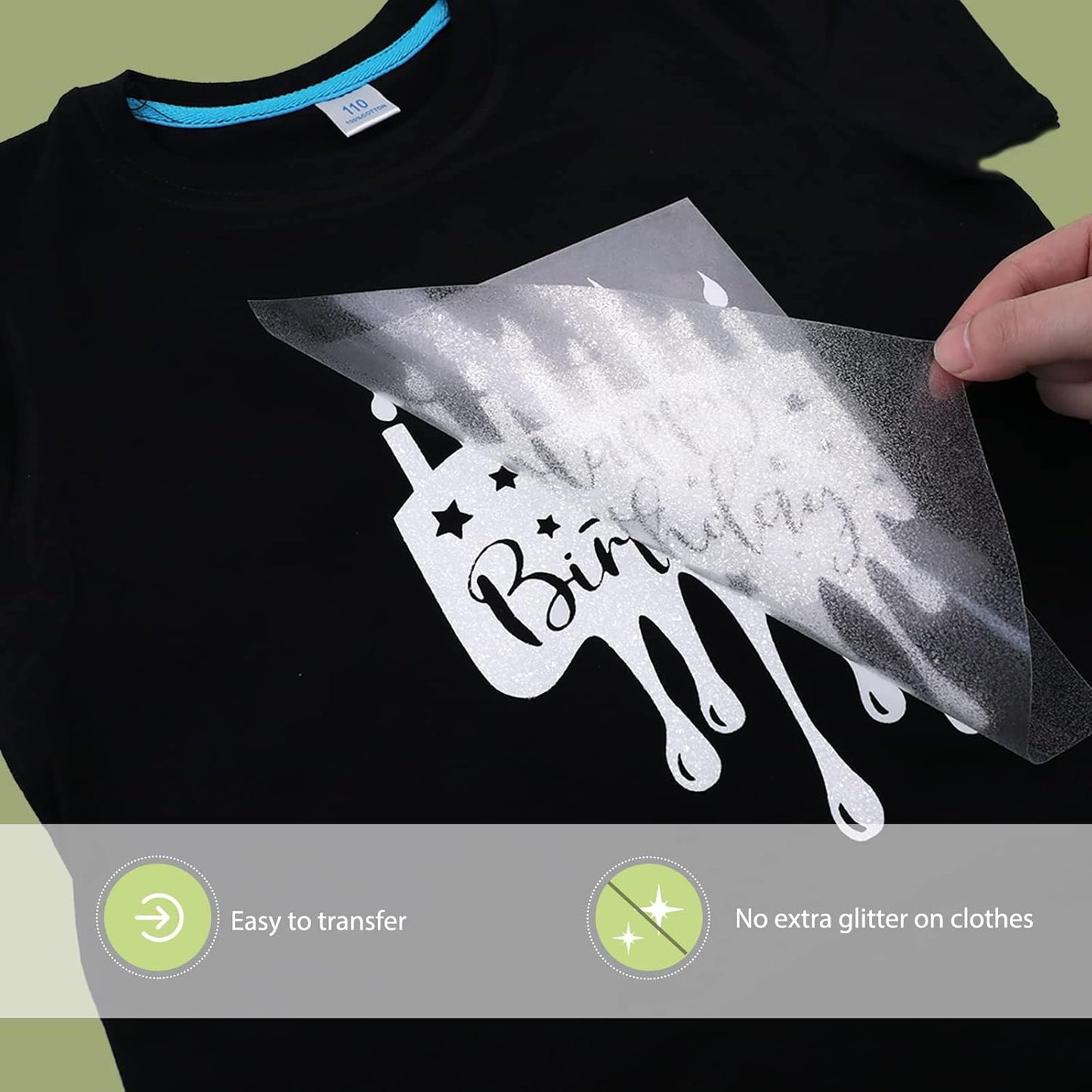 HTVRONT White Glitter HTV Vinyl - 10" x 8ft Heat Transfer Vinyl for T Shirts, Glitter Iron on Vinyl Compatible with Cricut Cutting Machine - Easy to Use for Custom T Shirts Design (White Glitter)