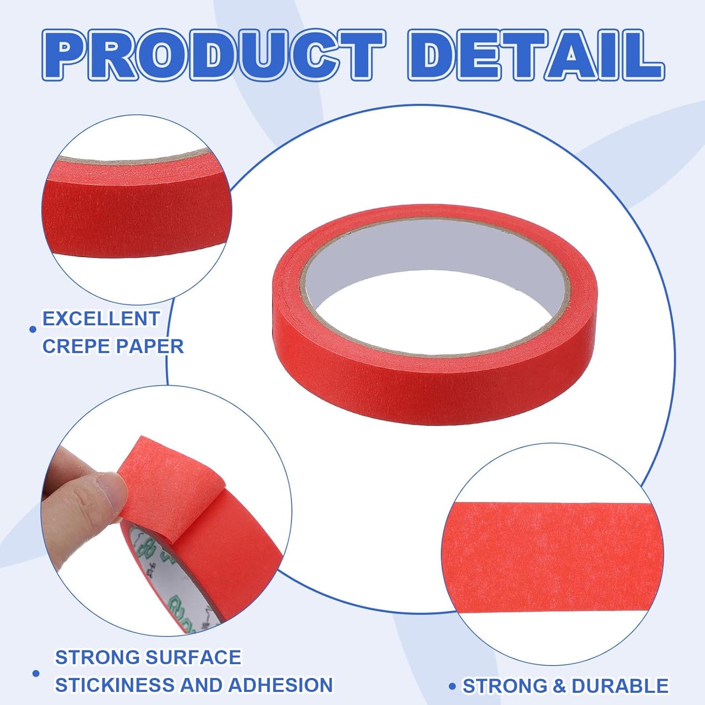 MECCANIXITY Masking Tape 0.7 Inch x 21 Yard Painter's Tape Red Paint Tapes for DIY Crafts Arts Drawing Decoration Labeling Car Painting Artist Teachers, Pack of 6