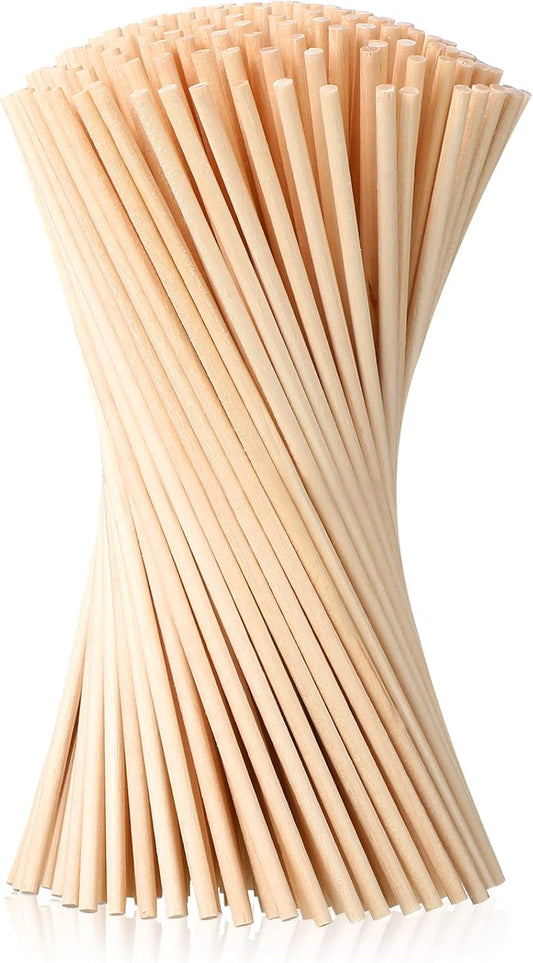 EBOOT 100 Pcs Wooden Dowels Rods 1/8 x 6 Inch Round Wooden Sticks for Crafts Unfinished Hardwood Sticks Dowel Rods Assortment for Crafting Cake Dowels & DIY Project