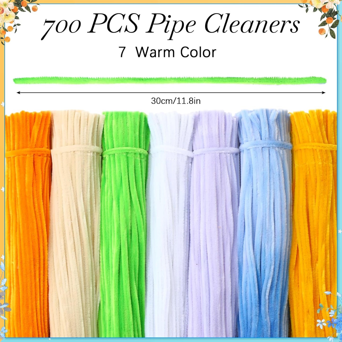 DaisyInner 700 Pcs Halloween Fall Pipe Cleaners Craft Bulk Pastel Chenille Stems Flower DIY Gradient Colored Fluffy for School Classroom Thanksgiving Christmas Party Supplies(Blue,Yellow)