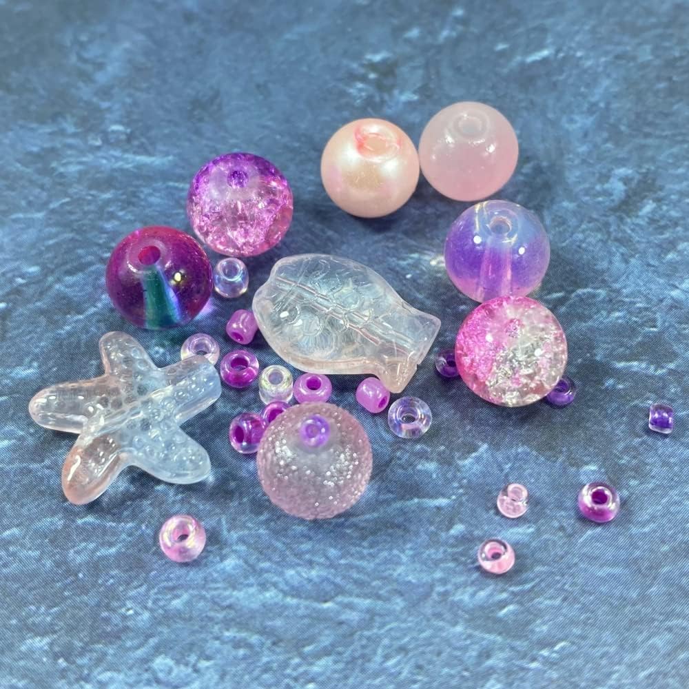 Assorted Glass Resin Beads Multi Size Colors Smooth Cracked Gravel Millet Spacer Beads for Bracelets Necklace Earring DIY Jewelry Making Craft(Sakura Pink Series)
