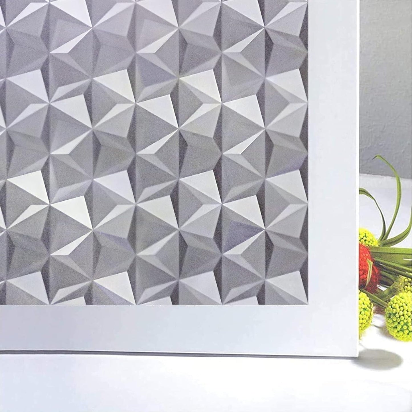 Niviy 3D No Glue Static Cling Window Films Privacy Cut Glass Window Sticker for Bathroom Office Kitchen Window Decor 17.7"x 118", Frosted