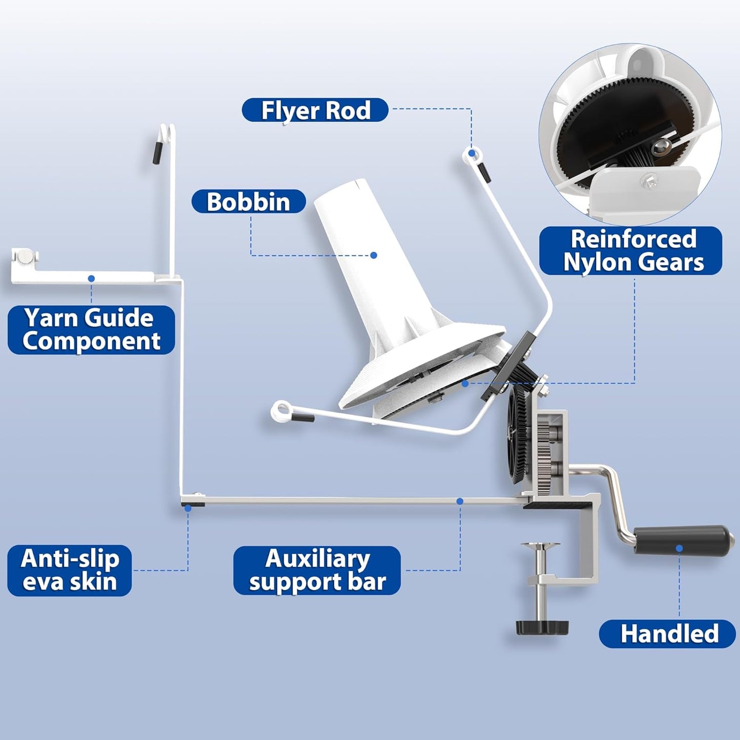 Large Capacity Yarn Winder, 15 oz Metal Ball Spinner for Crocheting & Knitting, Sturdy & Smooth for Easy Yarn Winding, Ideal for Knitting Enthusiasts