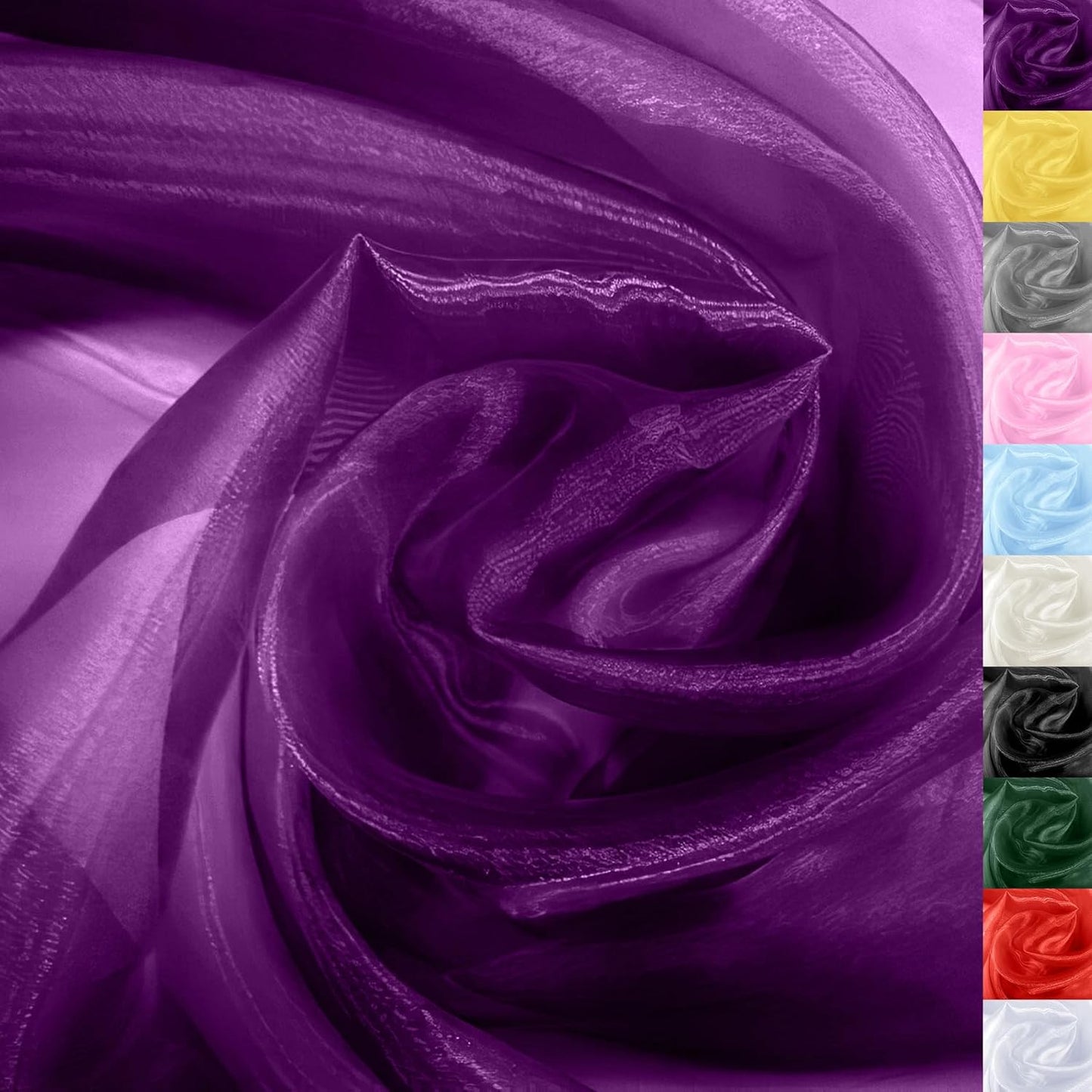 Plum Crystal Organza Fabric – 16" x 5 Yards Lightweight Sheer Tulle for Bows, Tutus, Table Runners, Gift Wrapping, Crafts & DIY Sewing (Folded Package)
