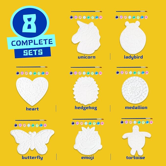 EggSun 8Pcs Stepping Stones Painting Crafts Kit for Kids 4 8 6, DIY Garden Stones Outdoor Paint Your Own Ceramic Unicorn Arts and Crafts for Boys Girls Ages 4 7 9 10 12 Birthday Gifts