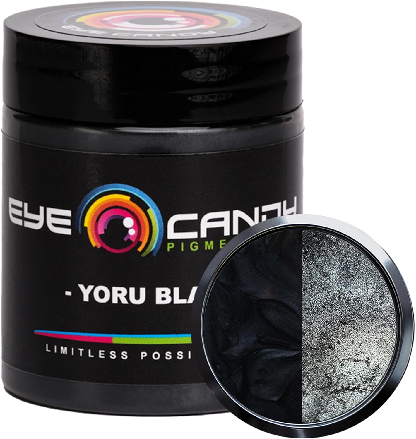 Eye Candy Pigments Premium Black Mica Powder - Yoru Black (25gr) - for Epoxy, Resin, Soap, Paint, Woodworking, Acrylic Pouring, Bath Bombs, Fishing Lures - DIY Arts and Crafts Additive