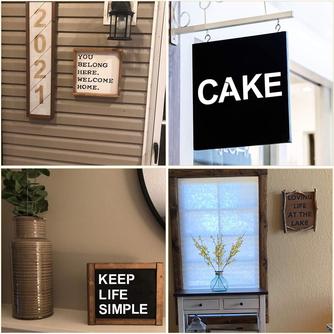 Alphabet Letter and Number Stencils 10 Inch - 40 Pack Large Letters and Numbers Stencil Templates with Signs for Painting on Wood, Reusable Number Letter Stencils for Chalkboard Signs & Wood Wall Art