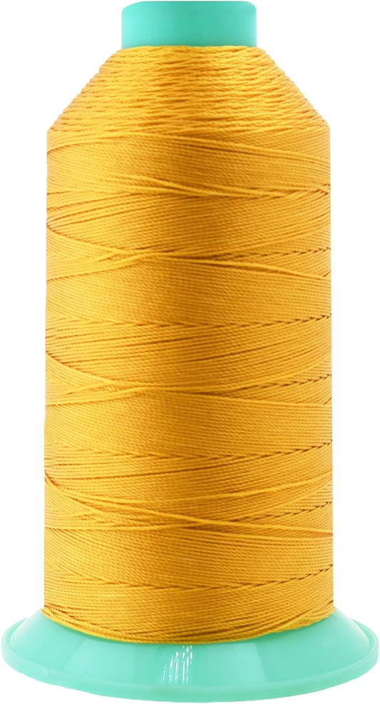 Mandala Crafts Bonded Nylon Thread Gold Heavy Duty Sewing Threads - 800 YDs Size 207 630D T210 Tex 210 Thread for Leather Jeans Weaving Outdoor Marine Upholstery Threads