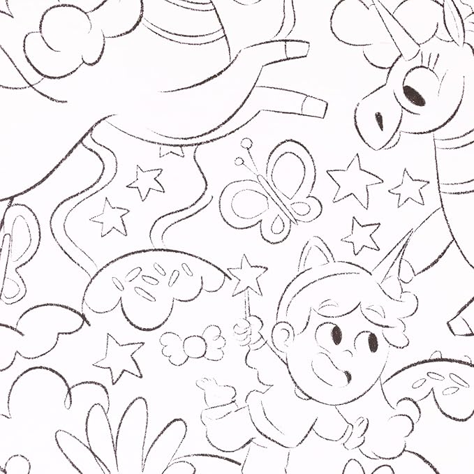 Crazy Little Books Unicorn Fantasy 30ft Giant Coloring Roll for Kids Fun Arts & Crafts Kit - Preschool Educational Fine Motor Skills & Creativity Development