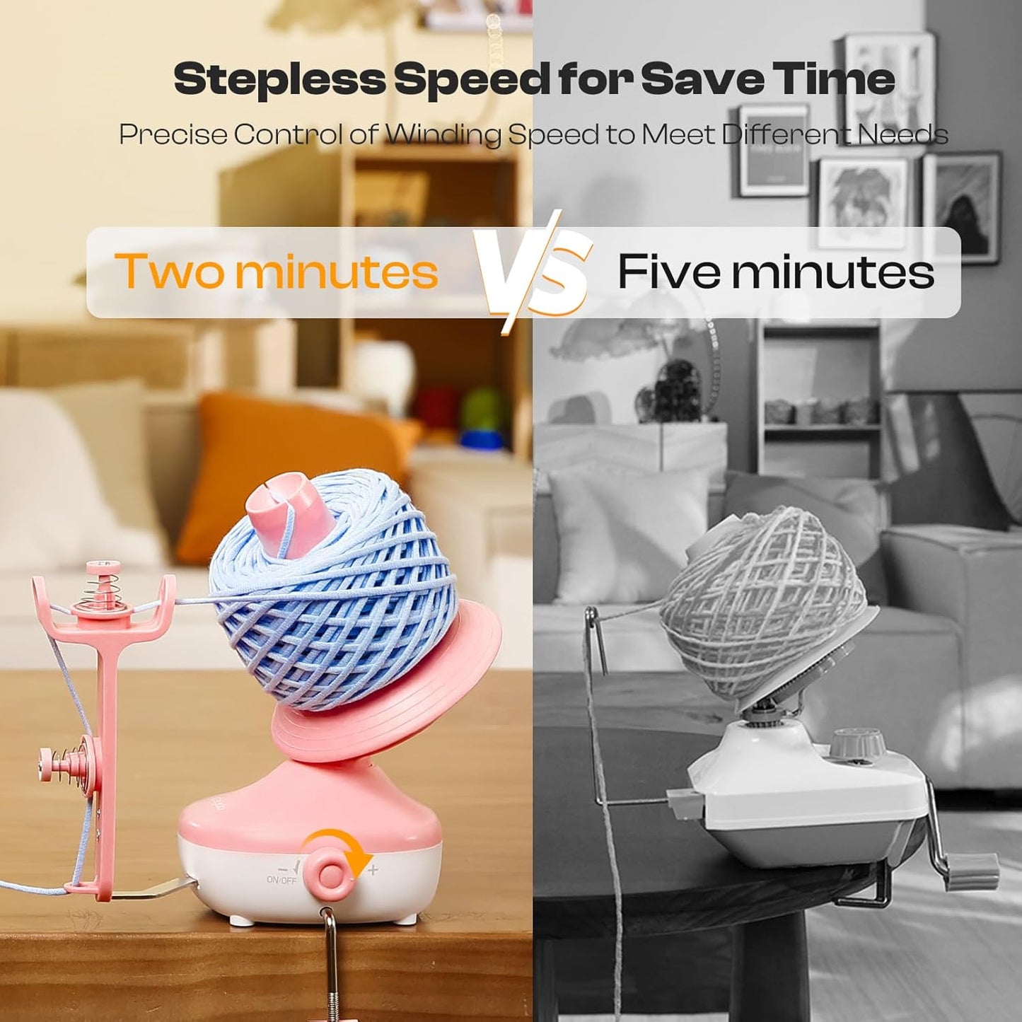 Caydo Yarn Winder, Electric Yarn Ball Winder Mini, Automatic Yarn Cake Winder with Sufficient Tension, Compact 7oz Yarn Winder for Crocheting Stepless Speed Yarn Spinner, Ideal for Crochet Enthusiasts