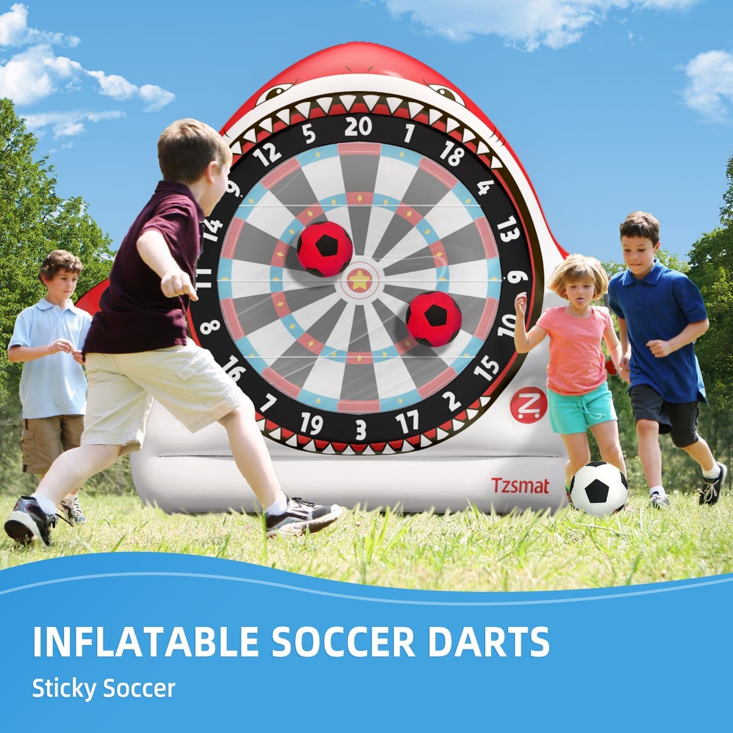 Inflatable Giant Kick Darts - Jumbo Soccer Dartboard Game- Big Carnival Games - Giant Outdoor Games - Giant Yard & Lawn Game for Kids & Adults
