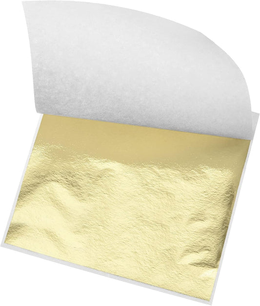 MECCANIXITY Gold Leaf Foil Sheet, Light Silver Leaf Papers, 3.3 x 3.1inch for Art Decoration, Sculptures, Painting, Pack of 100