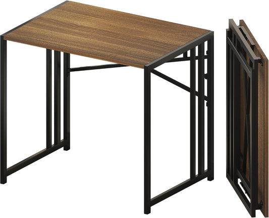 Folding Computer Desk 32 inch Writing Gaming Computer Camping Table, No Assembly Required Home Office Desk, Espresso
