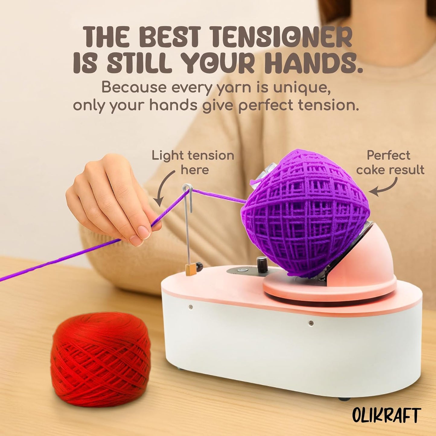 Olikraft Tabletop Electric Yarn Winder for Crocheting | Swift Electric Yarn Ball Winder Large Capacity | Ball Winders | Cake Winders | No Tensioner Included | No Clamp Required (Patented)