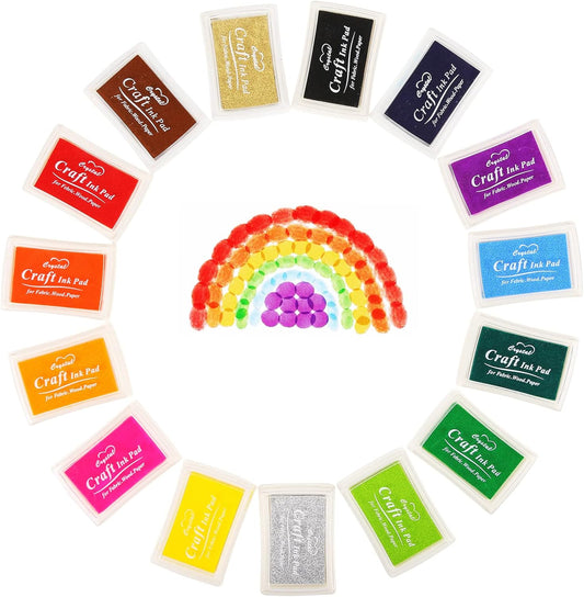 Ink Pads, Stamp Pads for Rubber Stamps, 15 Solid Colors Available for Craft Scrapbooking Fingerpaint on Paper Wood Fabric