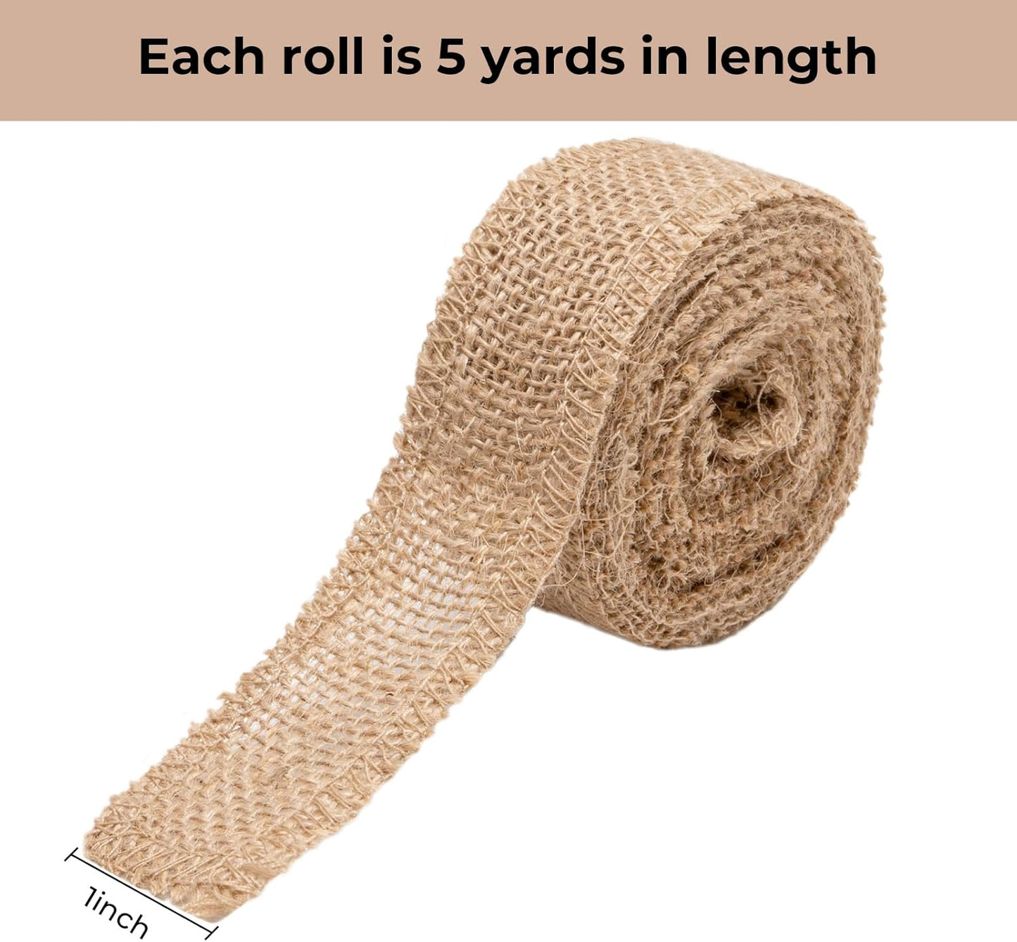 Burlap Fabric Roll - 10 Yards Natural Jute Fabric Ribbon for DIY Gift Wrapping, Craft Projects, Wedding, Christmas Home Decoration (2.5cm, 1 Inch)