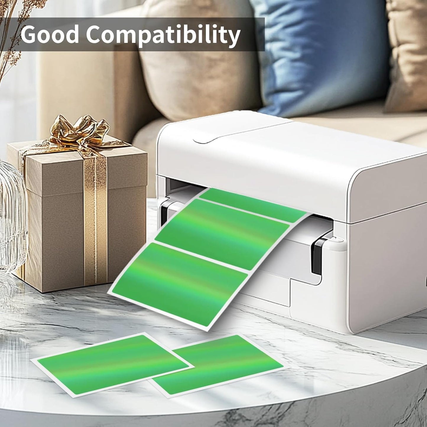 2" x 3" Holographic Thermal Label Stickers Green,Printable Rainbow Glitter Thermal Printer Sticker Labels for Gift Wrapping, Self-Adhesive Name Price Tag DIY Custom Logo Design (280 pcs)