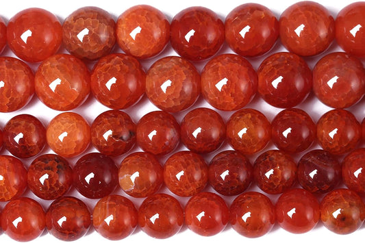 12mm 32pcs Natural Red Dragon Vein Agate Stone Beads for Jewelry Making Energy Healing Round Beads DIY Bracelet Necklace Accessories 15" (12mm, Red Dragon Vein Agate)