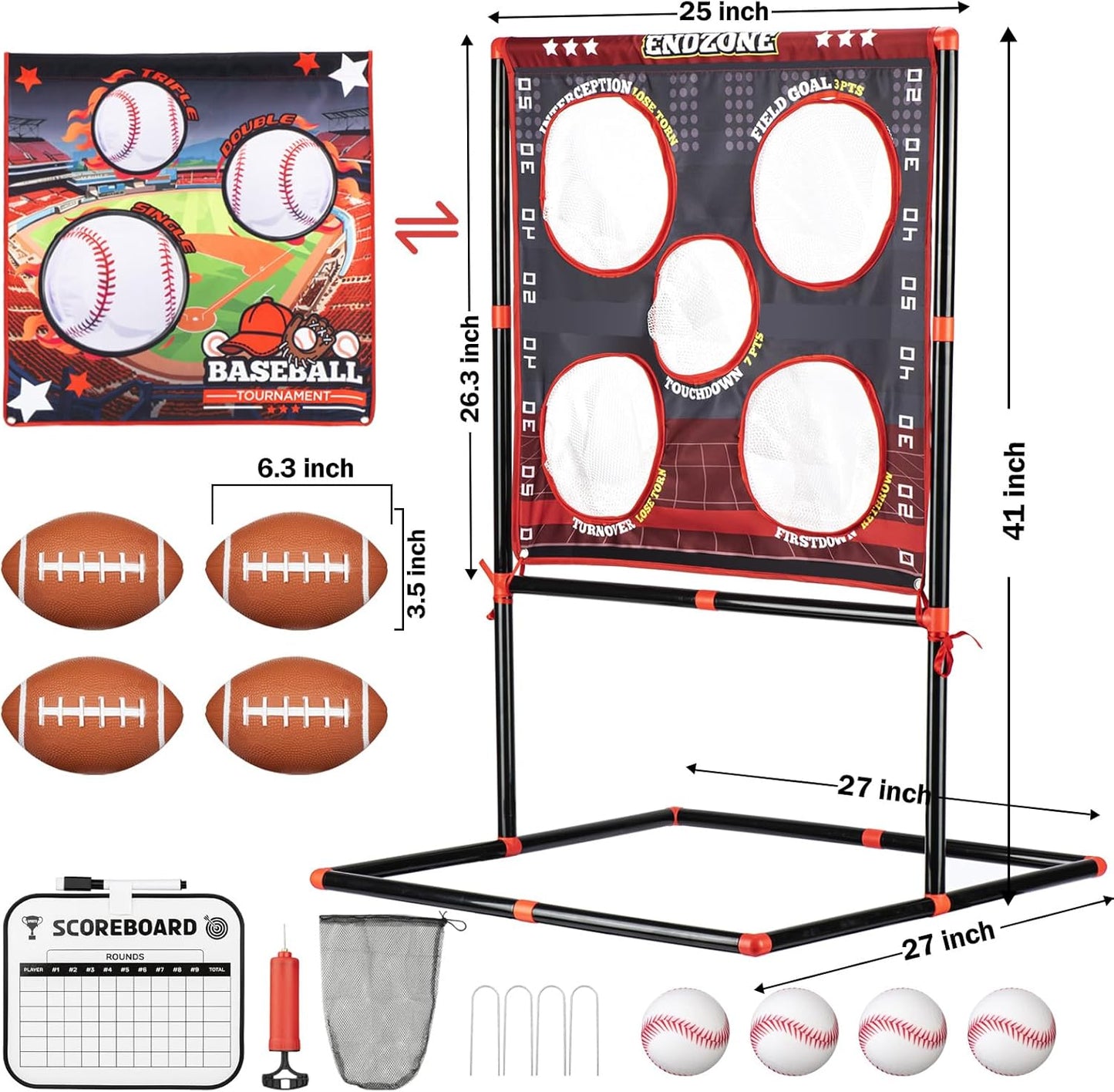 Football Toss Game for Kids Ages 3-8 - Outdoor Toy for Backyard, Beach & Camping for Toddlers & Family Party Fun