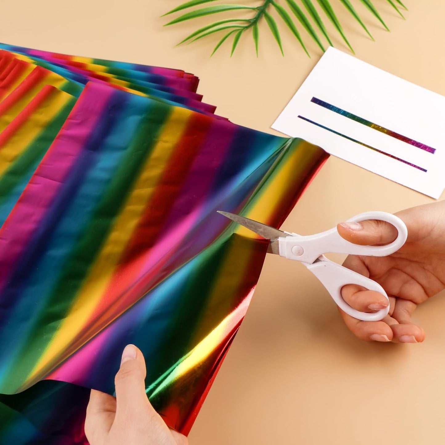 Briartw 20x29cm Hot Foil Paper 50 Sheets Pack Toner Reactive Foil Hot Stamping Foil Paper by Laser Printer and Laminator for Scrapbooking Craft Cardmaking DIY Album (Straight Colorful, 50 Sheets)