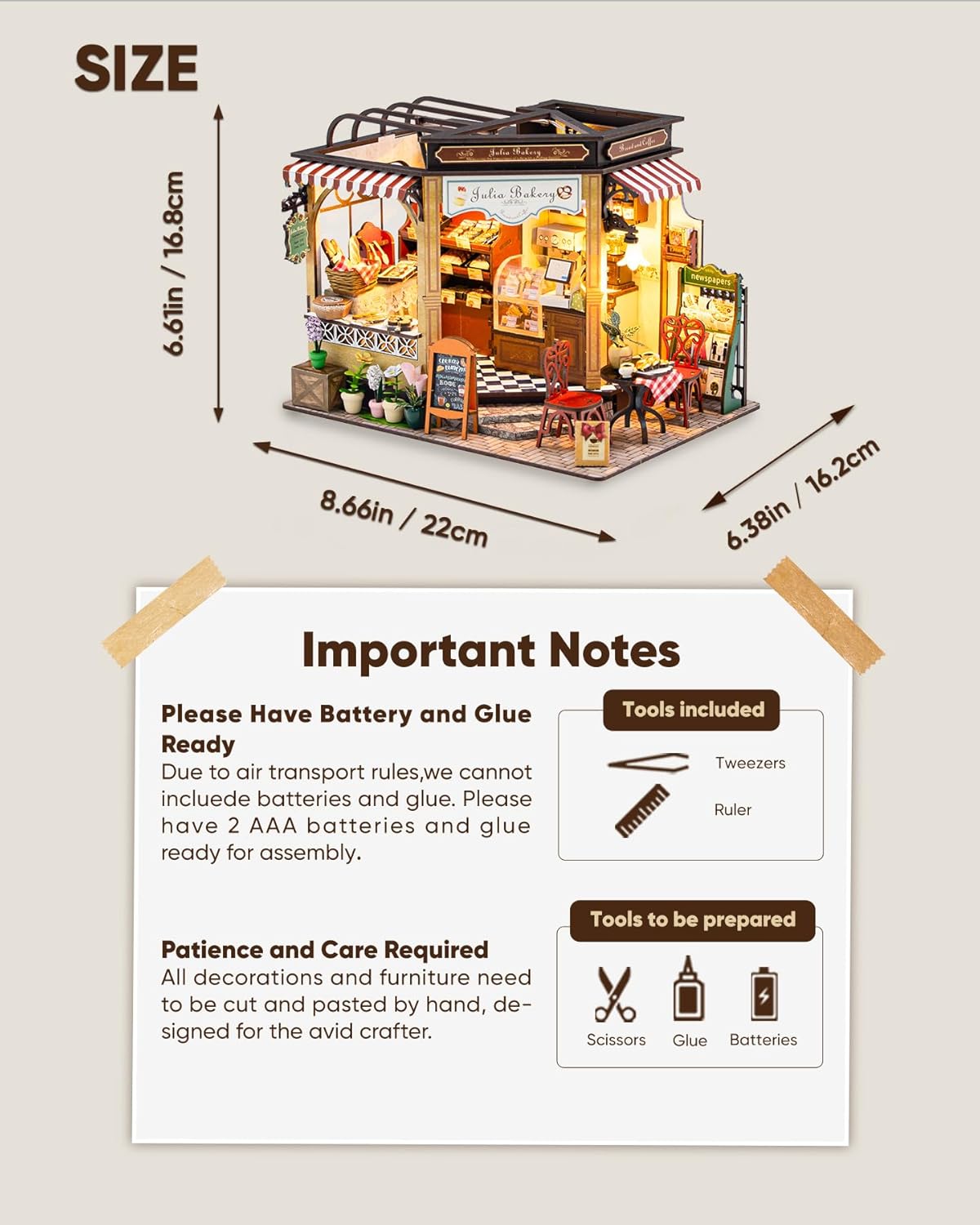 DIY Miniature House Kit, DIY Dollhouse Kit for Adults to Build, Mini House Kit with LED, Mayberry Street Miniatures, Ideal Gifts for Birthday, Valentine Christmas (Bakery Shop)