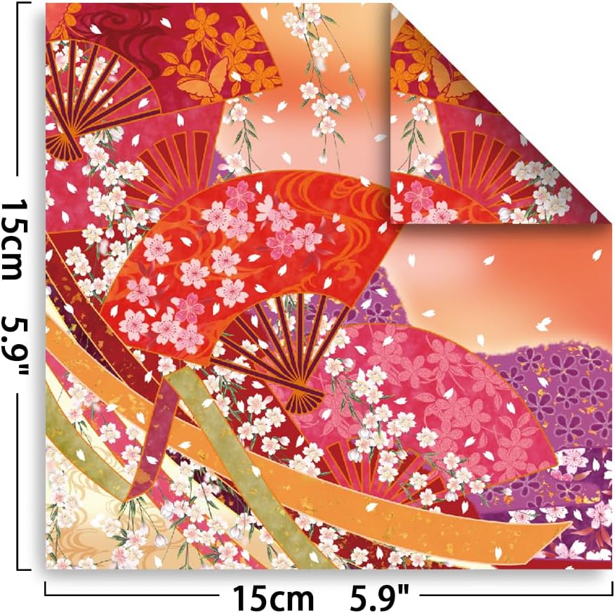 Origami Paper Kit Dobule Sided 100 Sheets 100 Colors 6 Inch Japanese Chiyo Square Easy Fold Arts Crafts DIY Handwork Origami Papers Beginner Sakuras Baroque