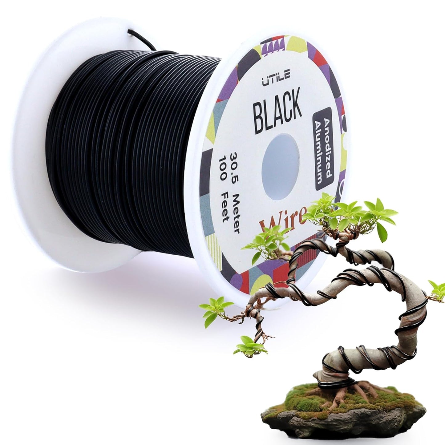UTILE Bonsai Wire - Armature Aluminum Wire 100 ft 17 Gauge 1.4 mm Bonsai Training Wire, Tree Kit, Plant, Sculpting, Crafts, Bendable, Gardening, Beading and Jewelry Making (Copper, Black)