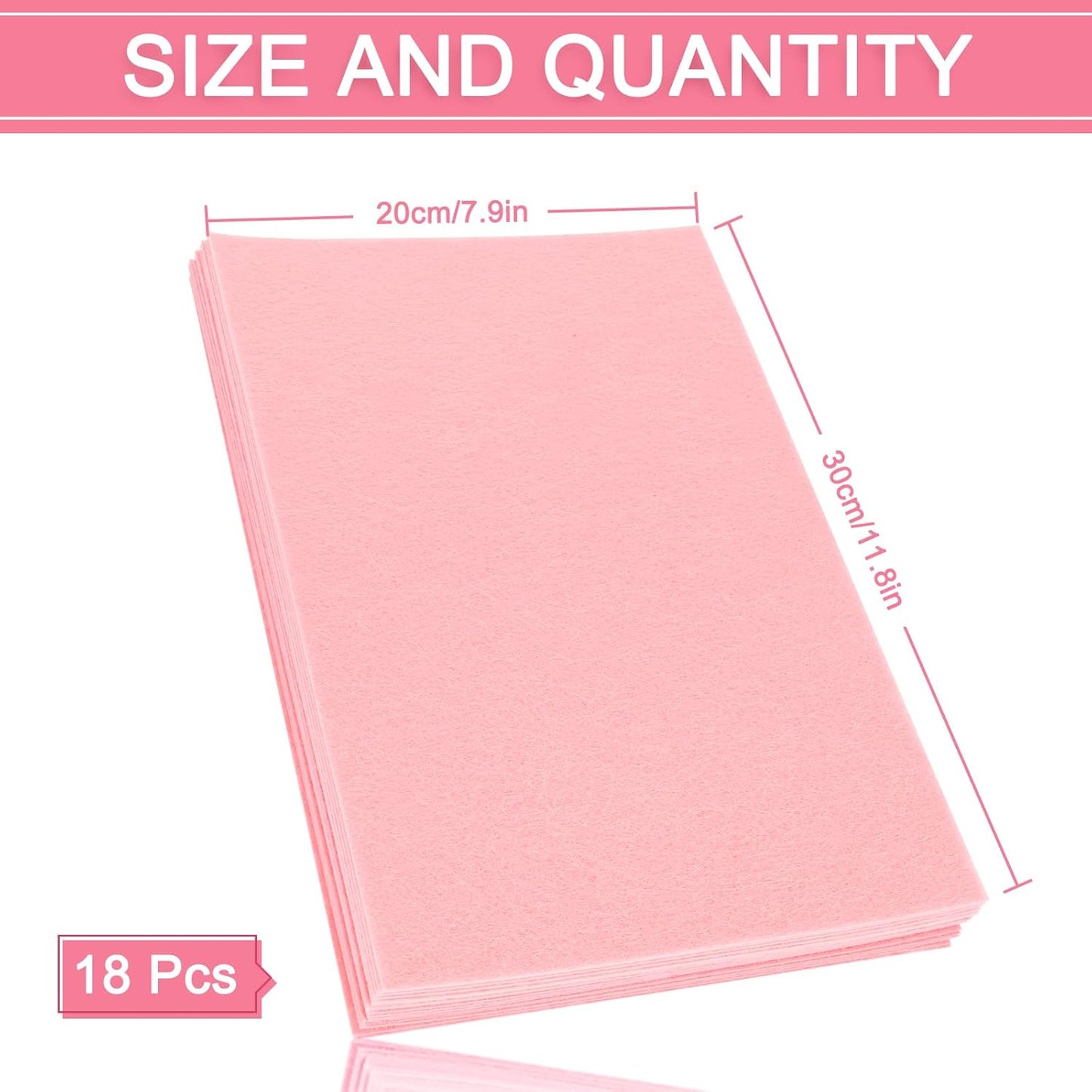 Whaline 18Pcs Felt Fabric Sheets Soft Thick Assorted Pink Craft Felt Pack for DIY Craft Sewing Patchwork Art Projects, 3 Colors, 7.9 x 11.8 Inch